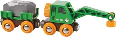 BRIO Grüner Kranwagen Mit Anhänger Und Fracht
